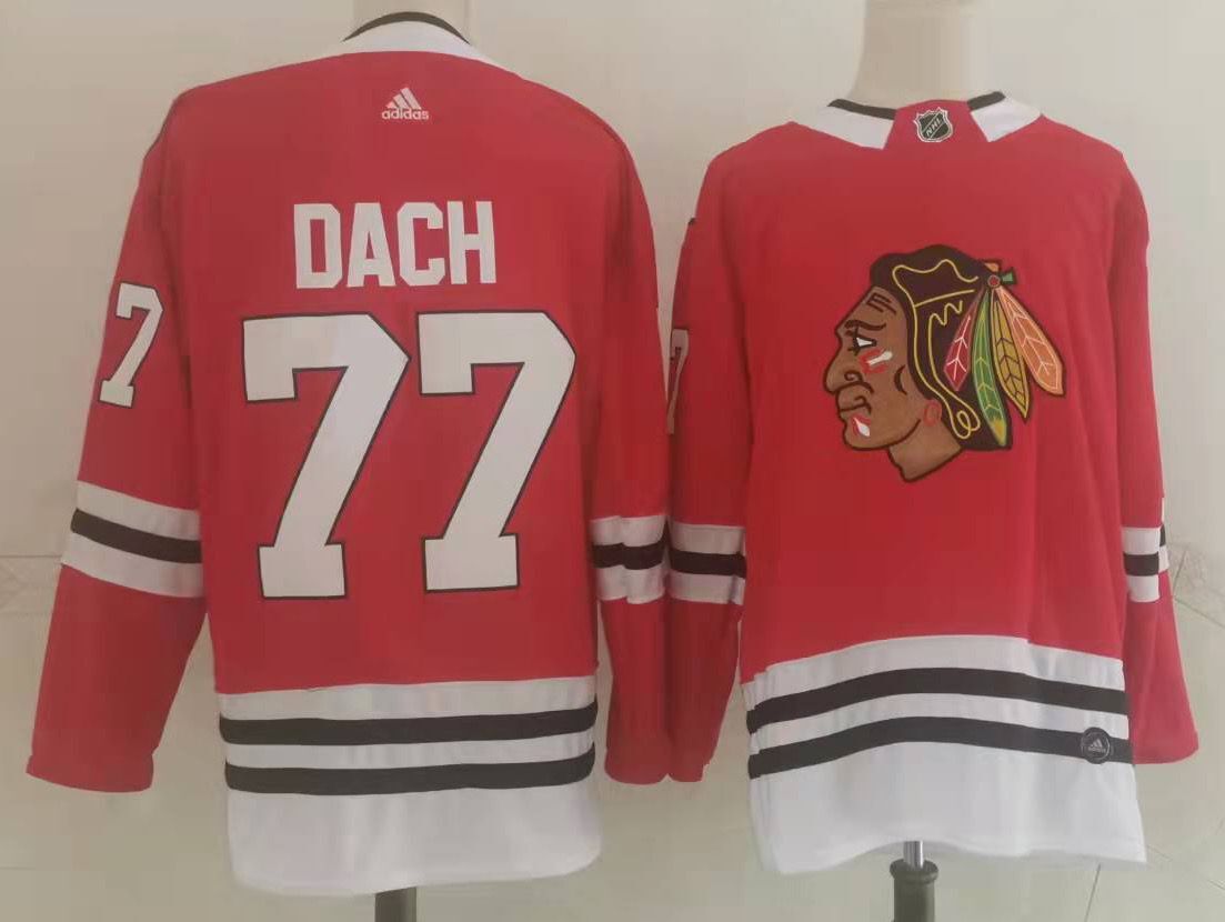 Men's Chicago Blackhawks Kirby Dach #77 Red Home Breakaway Jersey